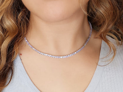 3MM 4PRONG 7/1 Color Tennis Necklace - KN22158-3