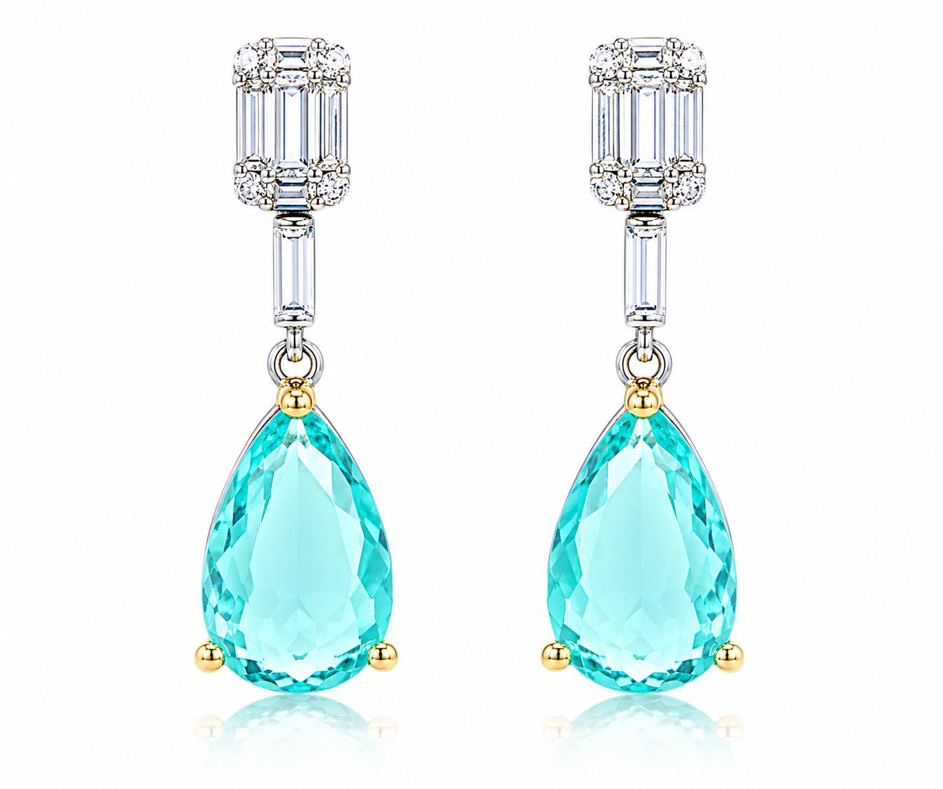 Baguette with pear shape drop Earrings - KE192110