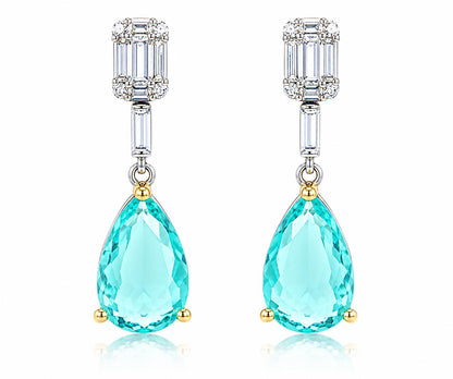Baguette with pear shape drop Earrings - KE192110
