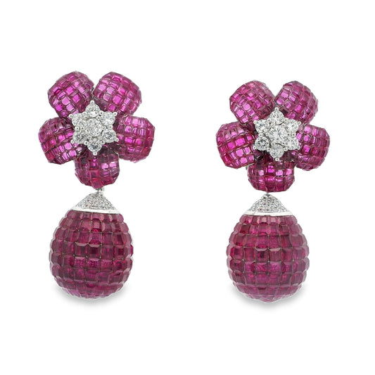 Invisible Set Flower Ball Drop Earring - AE18814W