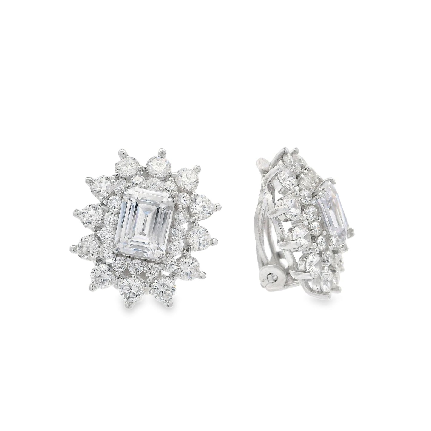 Elegant emerald Halo Clip on Earring - KE192195C