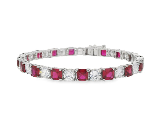 Small Princess cut & Round Bracelet 7" - KB33125