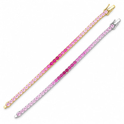 Color CZ 3MM 4prong  Tennis Bracelet - KB33070