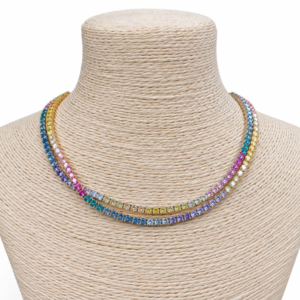 3MM 4PRONG Color Tennis Necklace - KN22158-3