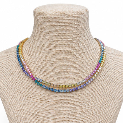 3MM 4PRONG Color Tennis Necklace - KN22158-3