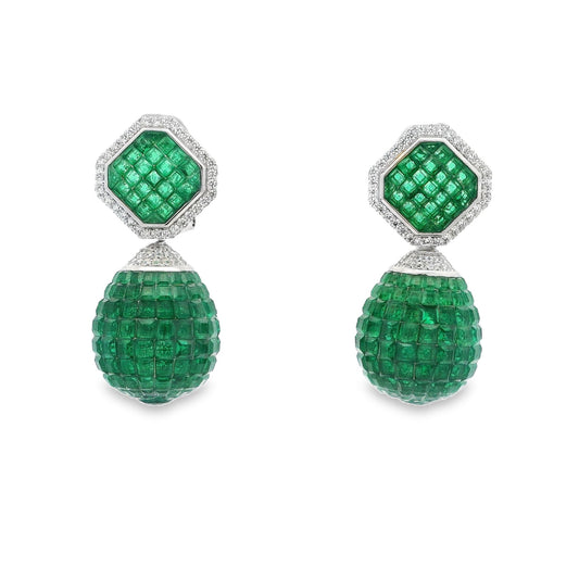 Halo Square Ball Drop Earring - AE102068
