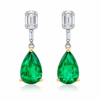 Baguette with pear shape drop Earrings - KE192110