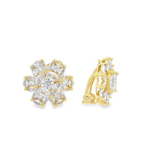Marquee Cluster Flower CLIP ON Earring - KE192053
