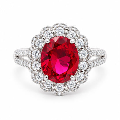 Oval Double Halo Statement Ring - KR66973