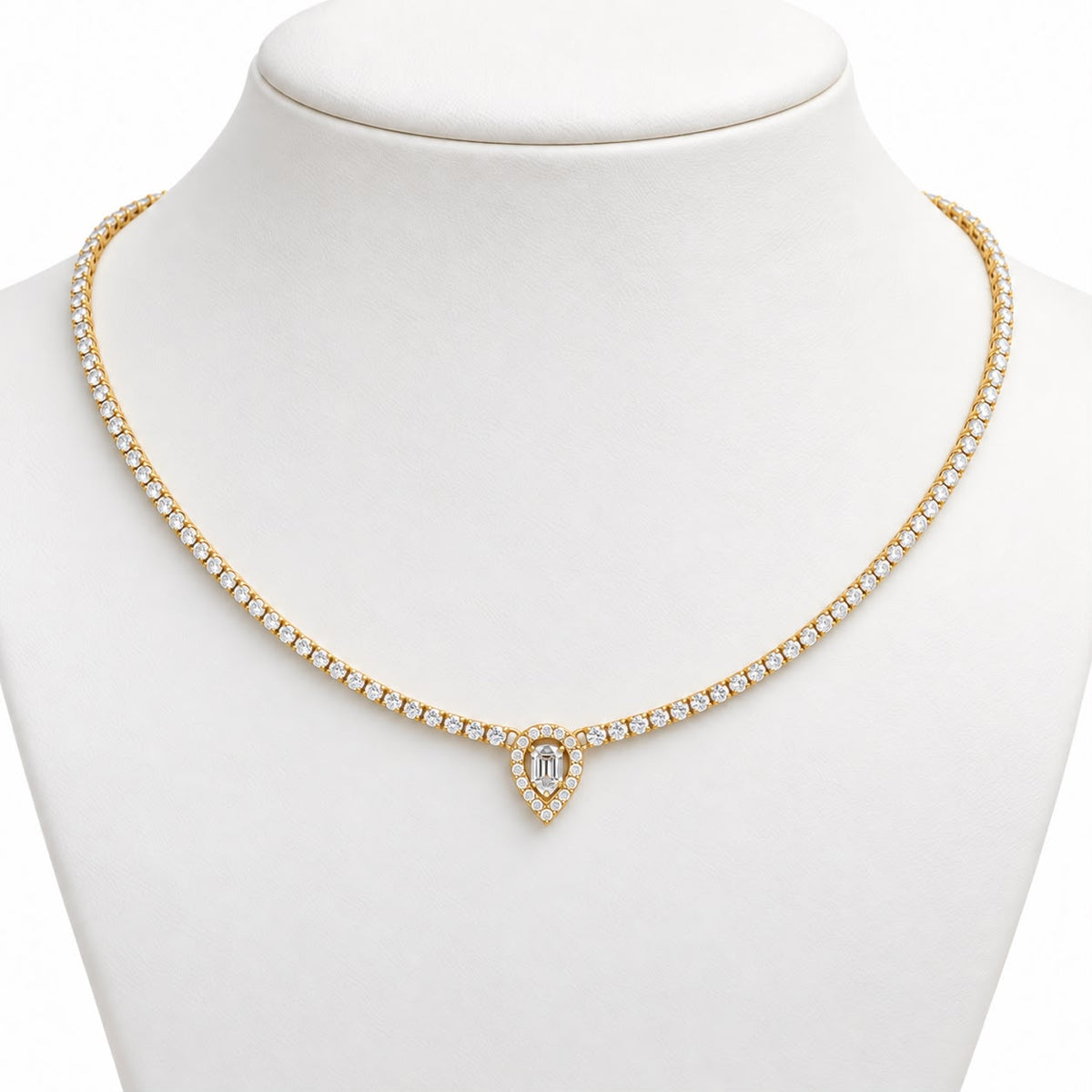 Micro Diamond Tear Drop Choker - KN22417