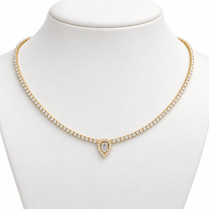 Micro Diamond Tear Drop Choker - KN22417