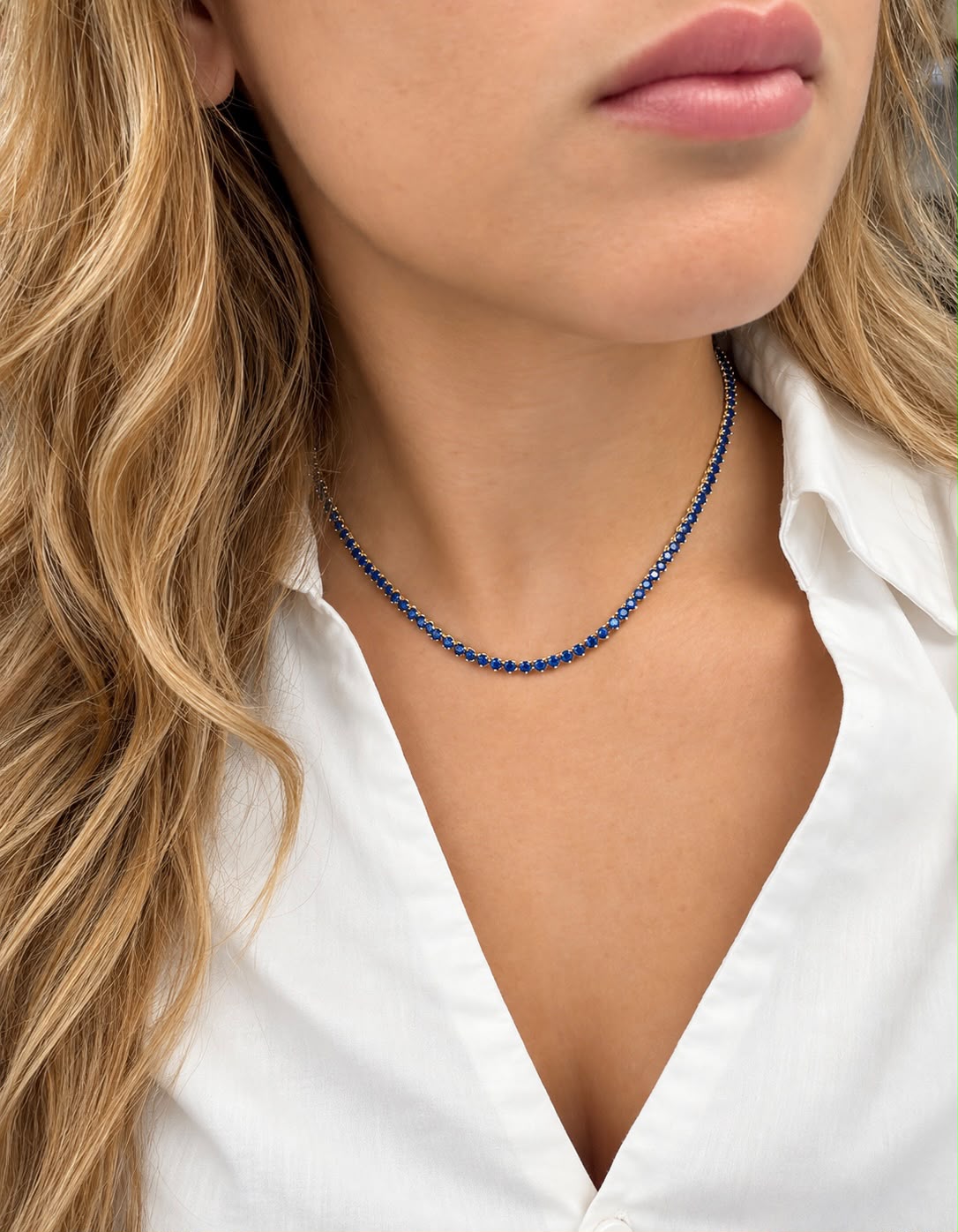 3MM 4PRONG Color Tennis Necklace - KN22158-3