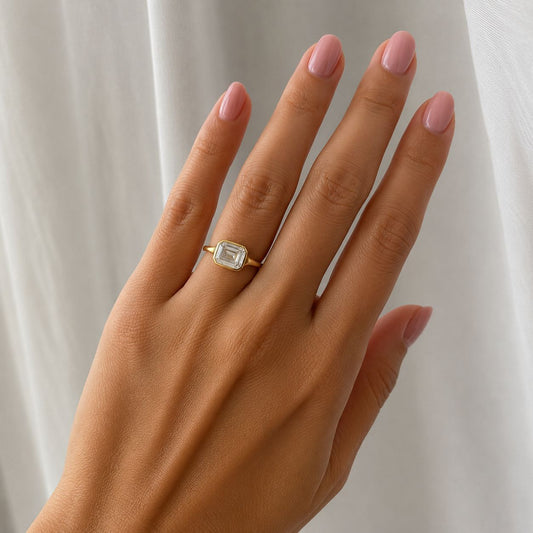 Bezel Emerald Cut Ring - KR661013