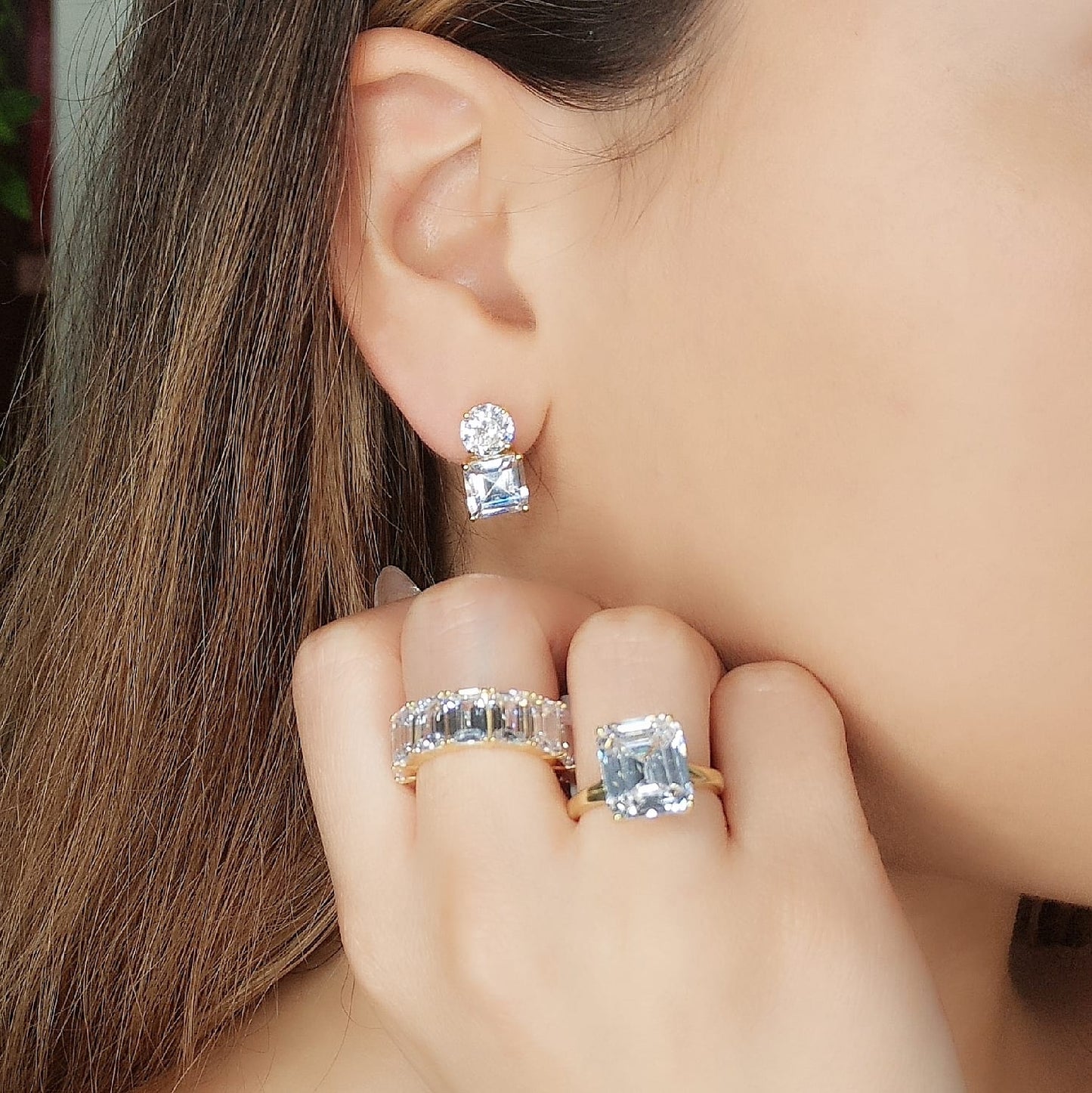 Small Classic Double Stones CZ Earring – KE19930