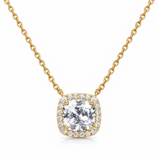 Halo Cushion Necklace 15+3" - PGN29867