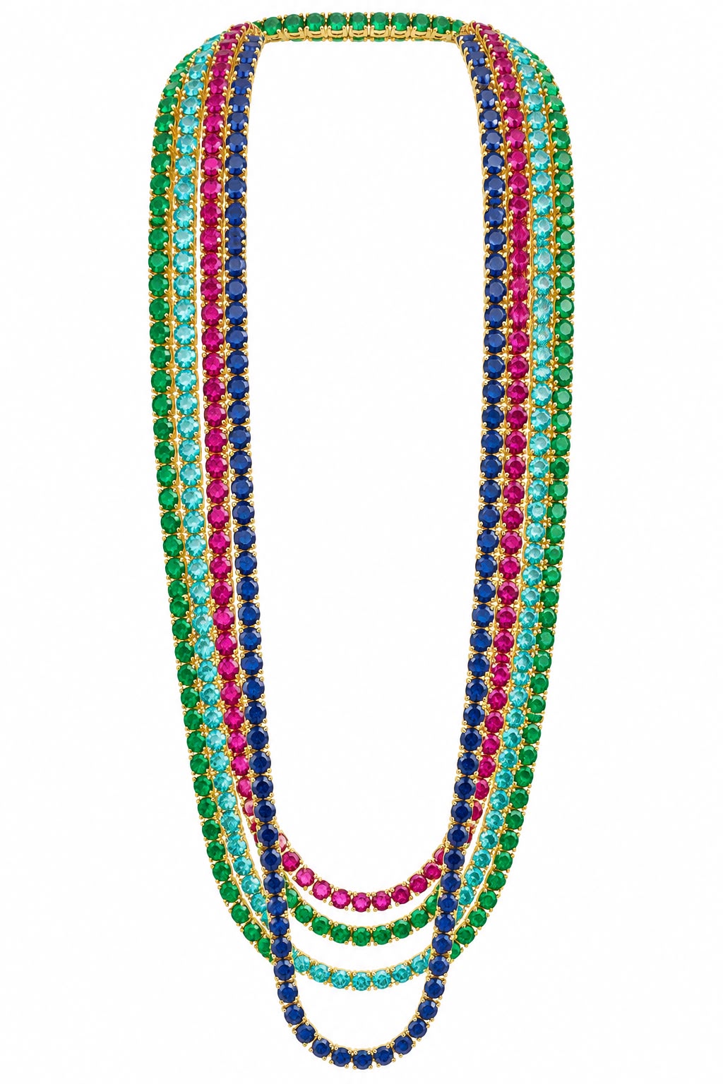 3MM 4PRONG Color Tennis Necklace - KN22158-3