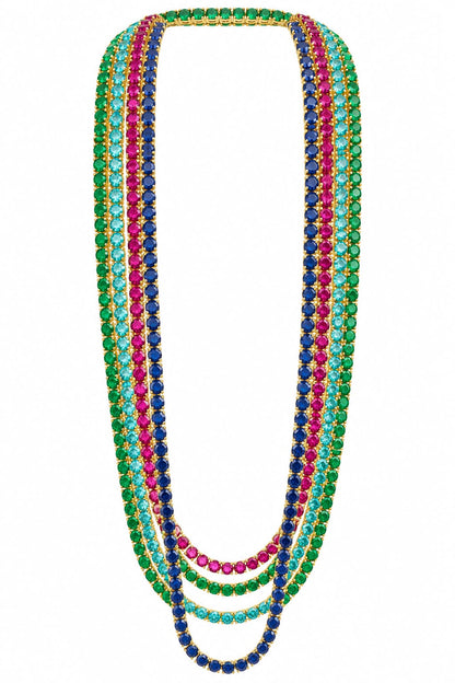 3MM 4PRONG Color Tennis Necklace - KN22158-3