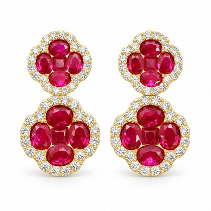 Double Clover Gemstone Earring - KE192197