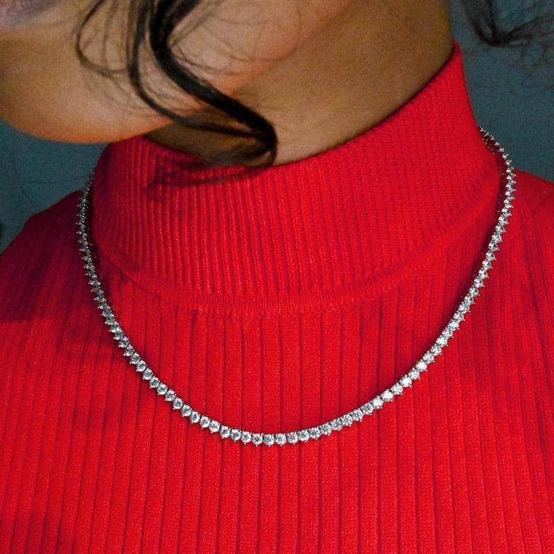 Diamond CZ 3MM 3prong Tennis/Riviera Necklavce - KN22053