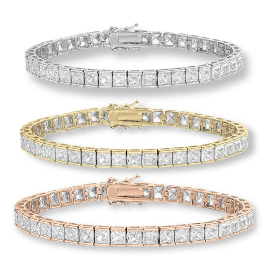 Princess Cut Diamond CZ 4MM Channel set Tennis Bracelet - AH3107