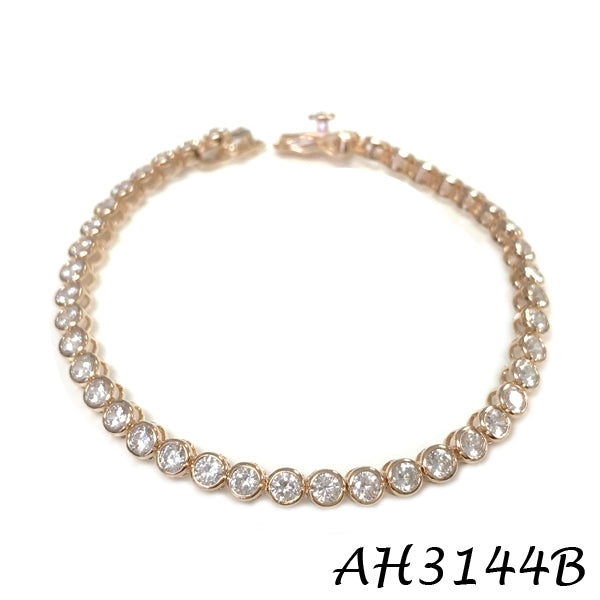 Bezel Diamond CZ 3MM Tennis Bracelet - AH3144B