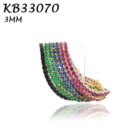 Color CZ 3MM 4prong  Tennis Bracelet - KB33070