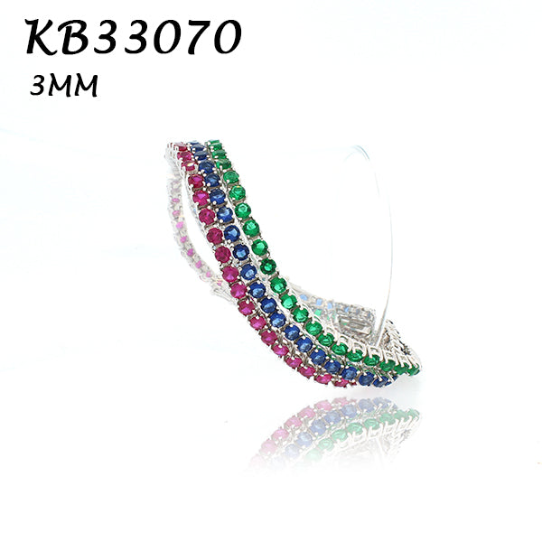 Color CZ 3MM 4prong  Tennis Bracelet - KB33070