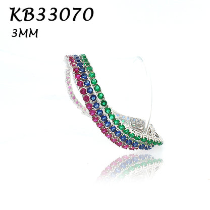 Color CZ 3MM 4prong  Tennis Bracelet - KB33070